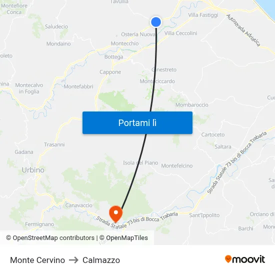 Monte Cervino to Calmazzo map