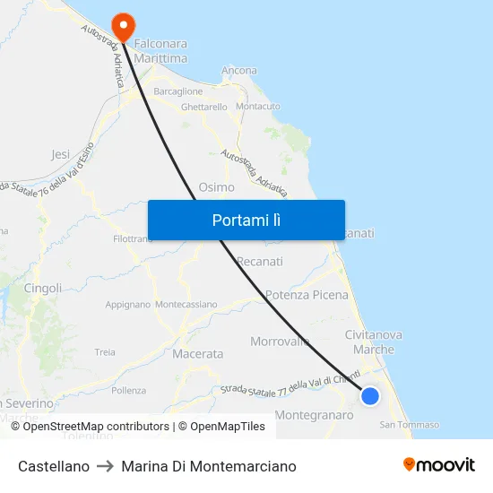 Castellano to Marina Di Montemarciano map
