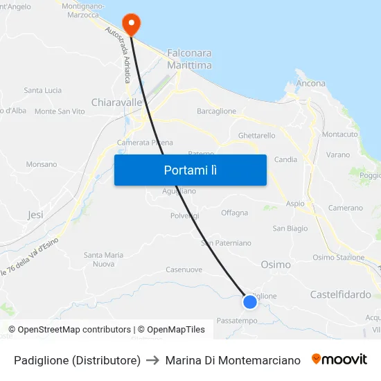 Padiglione (Distributore) to Marina Di Montemarciano map