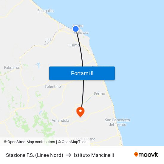 Stazione F.S. (Linee Nord) to Istituto Mancinelli map