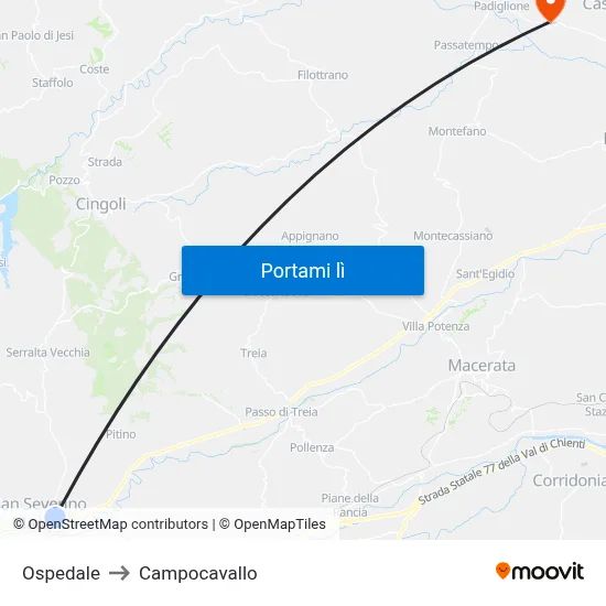 Ospedale to Campocavallo map