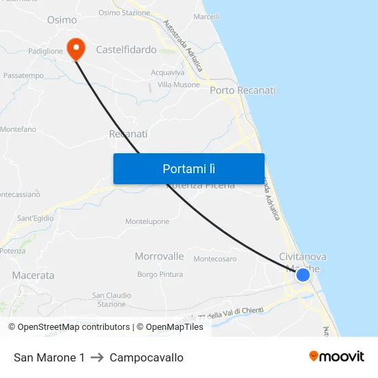 San Marone 1 to Campocavallo map