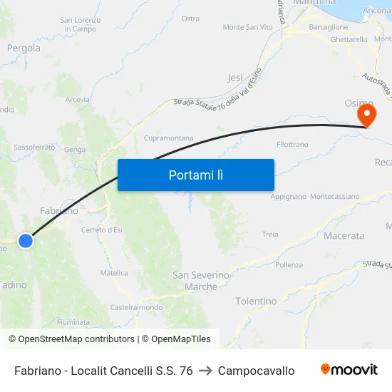 Fabriano - Localit Cancelli  S.S. 76 to Campocavallo map