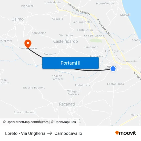 Loreto - Via Ungheria to Campocavallo map