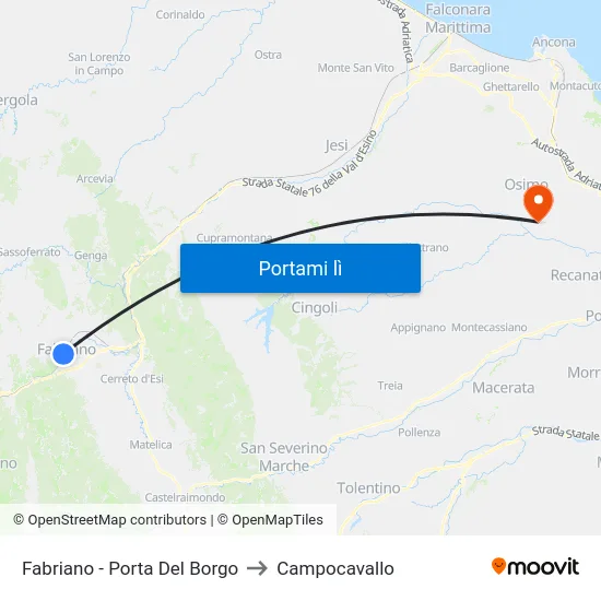 Fabriano - Porta Del Borgo to Campocavallo map
