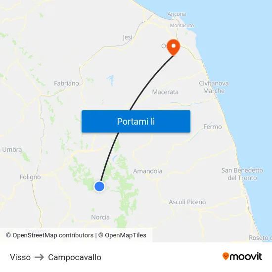 Visso to Campocavallo map