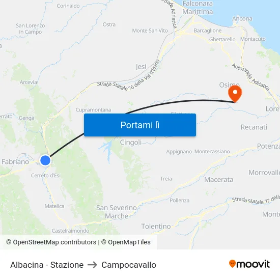 Albacina - Stazione to Campocavallo map
