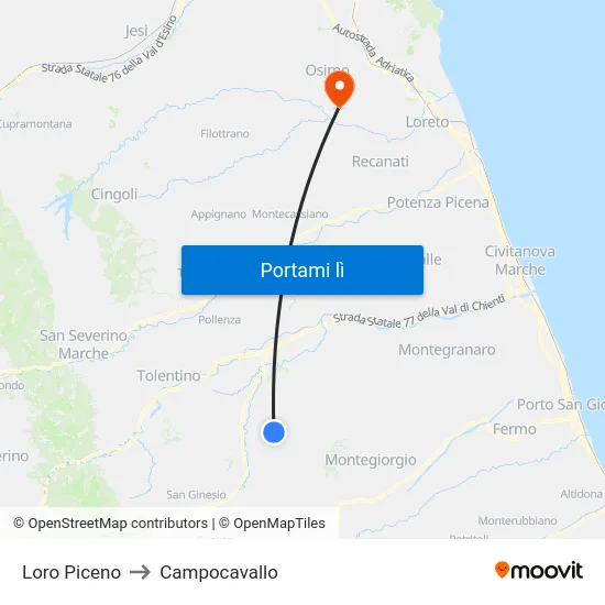 Loro Piceno to Campocavallo map