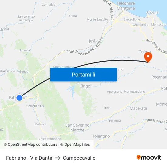 Fabriano - Via Dante to Campocavallo map