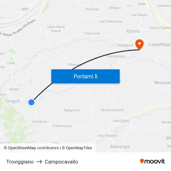 Troviggiano to Campocavallo map