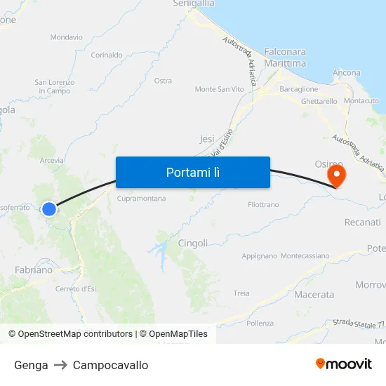 Genga to Campocavallo map