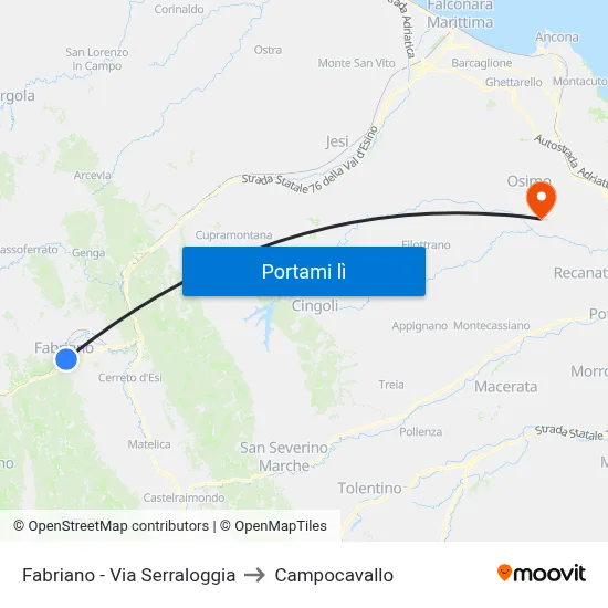 Fabriano - Via Serraloggia to Campocavallo map