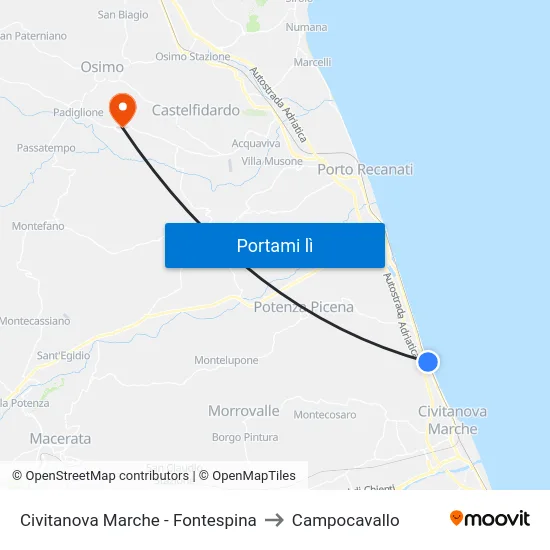 Civitanova Marche - Fontespina to Campocavallo map