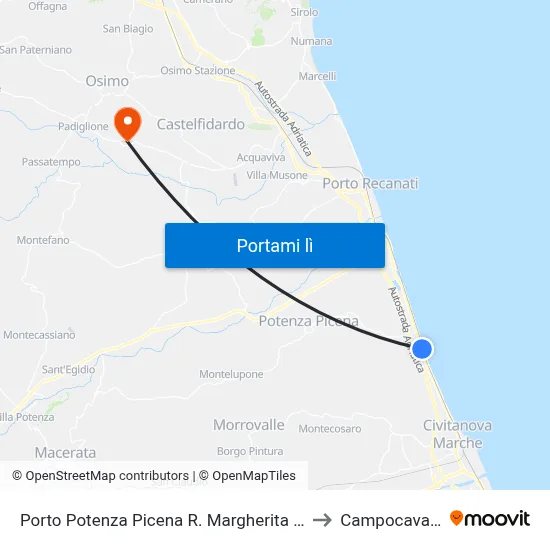 Porto Potenza Picena R. Margherita  220 to Campocavallo map
