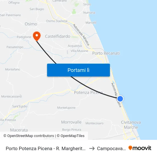 Porto Potenza Picena - R. Margherita  49 to Campocavallo map