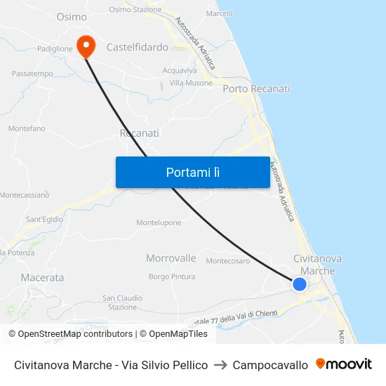 Civitanova Marche - Via Silvio Pellico to Campocavallo map