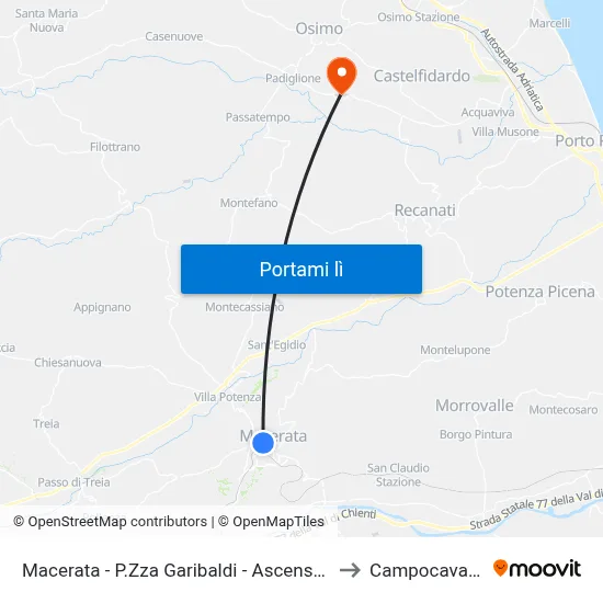 Macerata - P.Zza Garibaldi - Ascensore to Campocavallo map