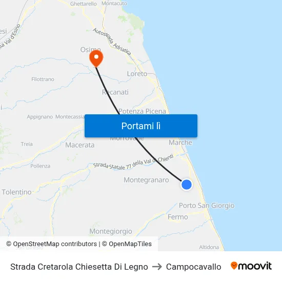 Strada Cretarola Chiesetta Di Legno to Campocavallo map