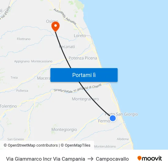 Via Giammarco Incr Via Campania to Campocavallo map
