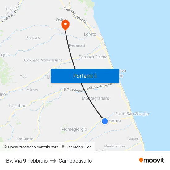 Bv. Via 9 Febbraio to Campocavallo map