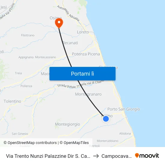 Via Trento Nunzi Palazzine Dir S. Cateri to Campocavallo map