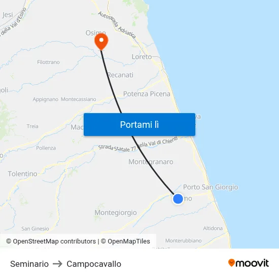 Seminario to Campocavallo map