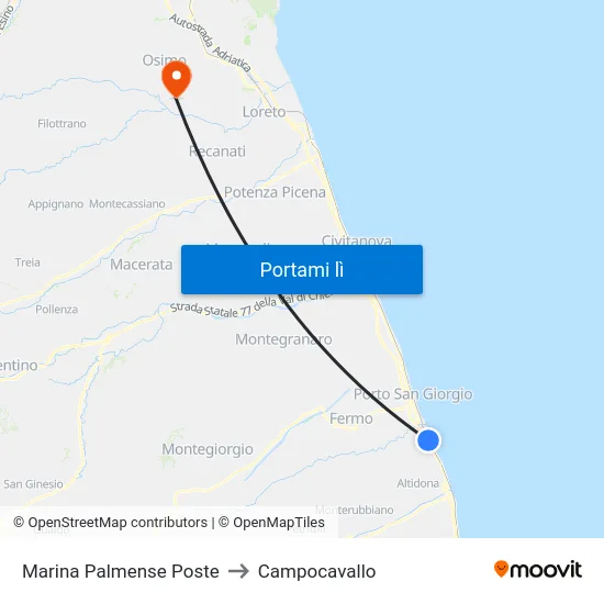 Marina Palmense Poste to Campocavallo map