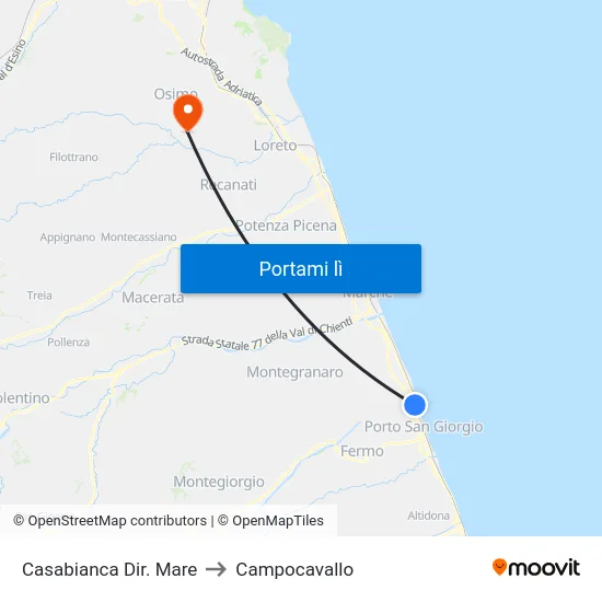 Casabianca Dir. Mare to Campocavallo map