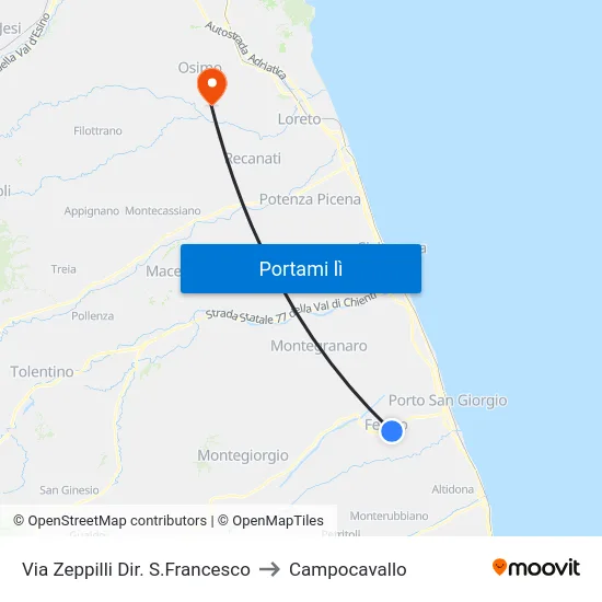 Via Zeppilli Dir. S.Francesco to Campocavallo map