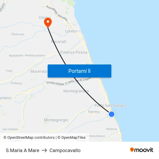 S.Maria A Mare to Campocavallo map