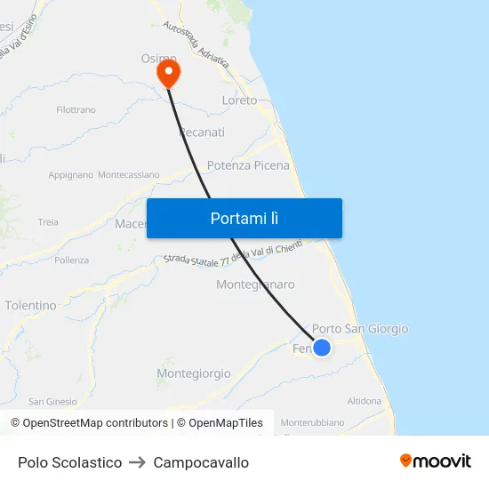 Polo Scolastico to Campocavallo map