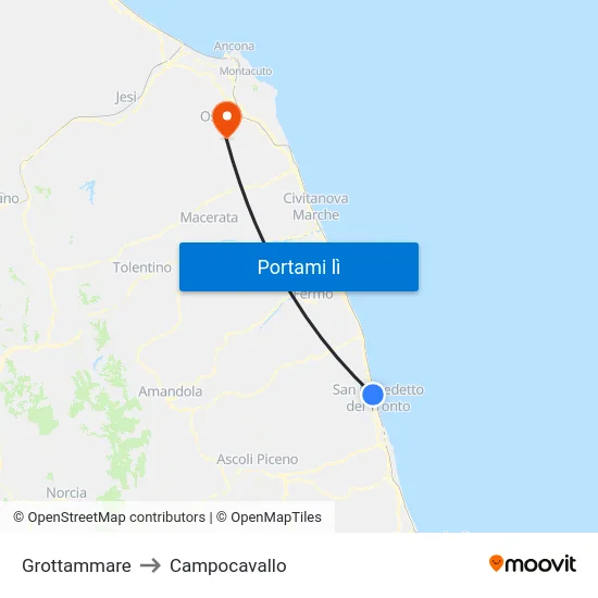 Grottammare to Campocavallo map