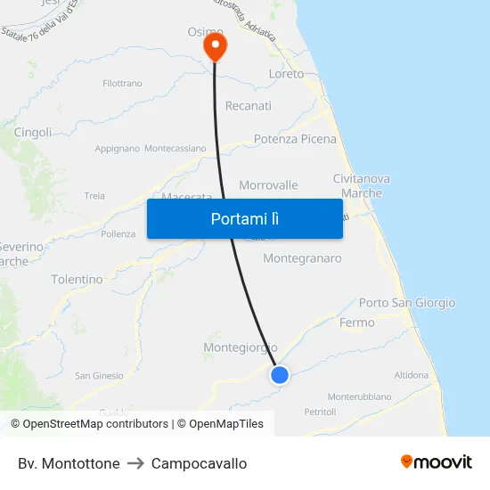 Bv. Montottone to Campocavallo map