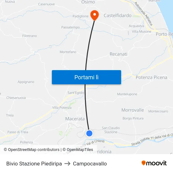 Bivio Stazione Piediripa to Campocavallo map