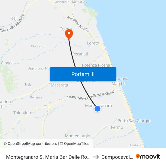 Montegranaro S. Maria Bar Delle Rose to Campocavallo map