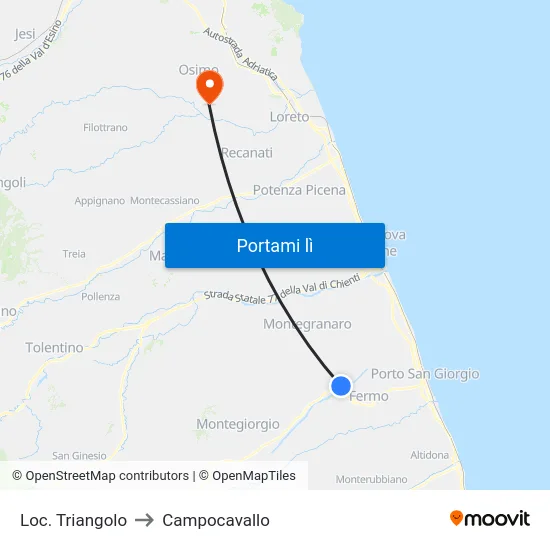 Loc. Triangolo to Campocavallo map