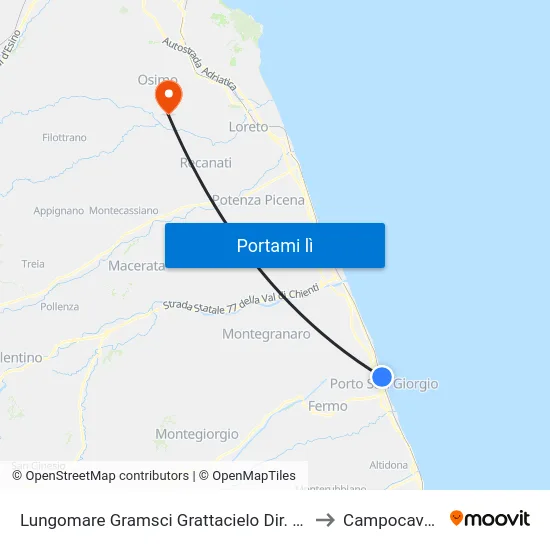 Lungomare Gramsci Grattacielo Dir. Porto to Campocavallo map