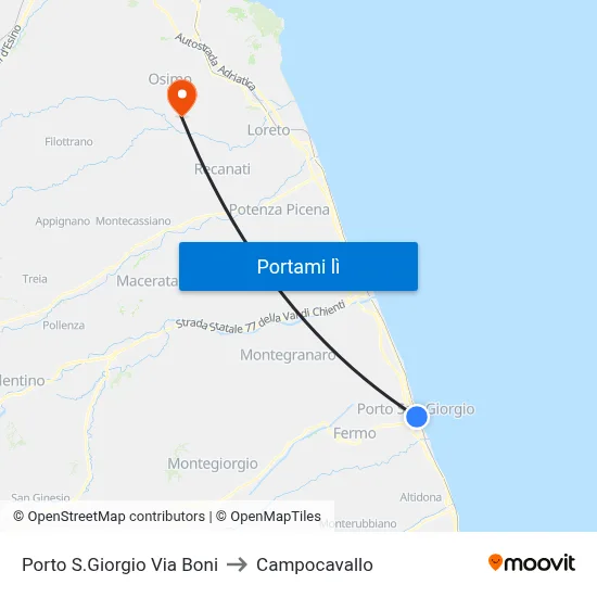 Porto S.Giorgio Via Boni to Campocavallo map