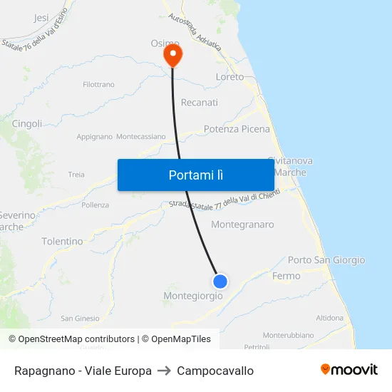 Rapagnano - Viale Europa to Campocavallo map