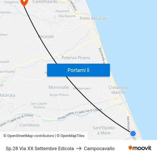 Sp.28 Via XX Settembre Edicola to Campocavallo map