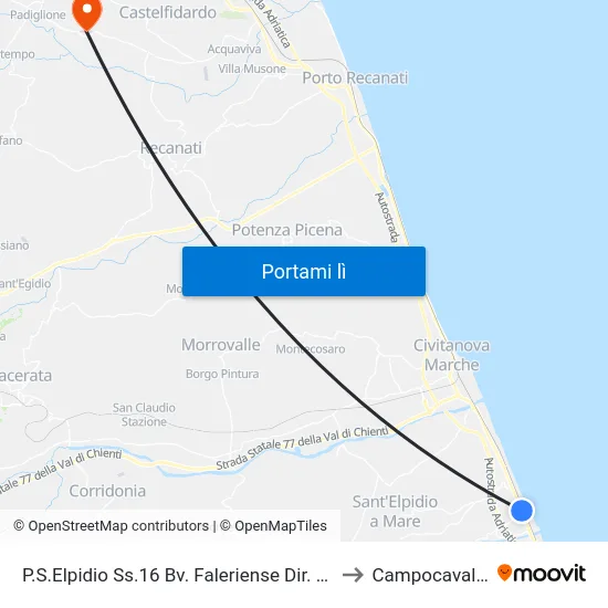 P.S.Elpidio Ss.16 Bv. Faleriense Dir. No to Campocavallo map