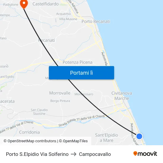 Porto S.Elpidio Via Solferino to Campocavallo map