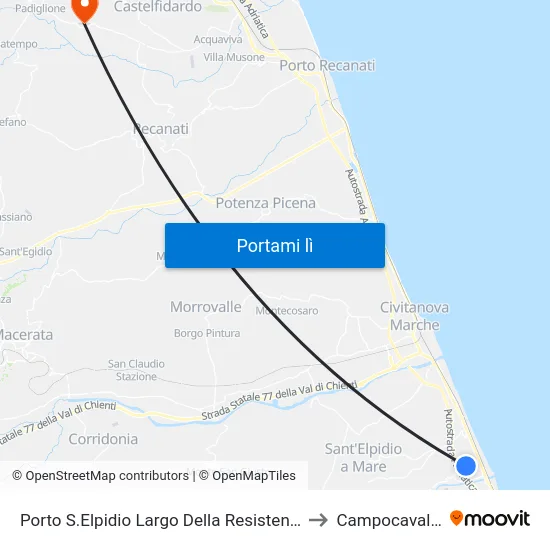 Porto S.Elpidio Largo Della Resistenza to Campocavallo map