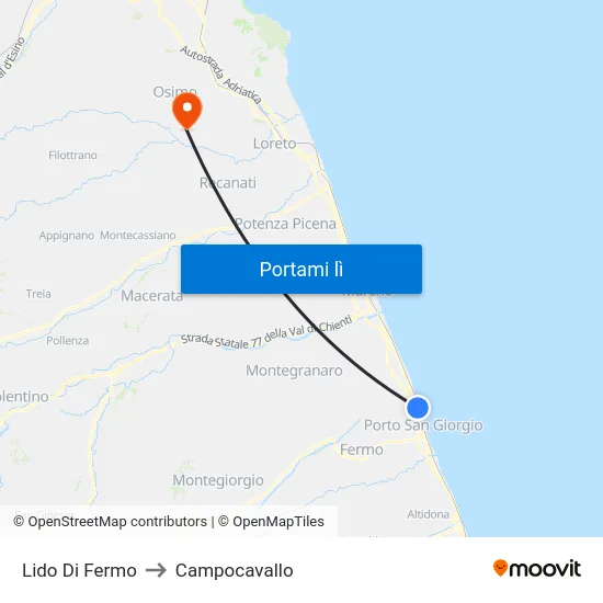 Lido Di Fermo to Campocavallo map