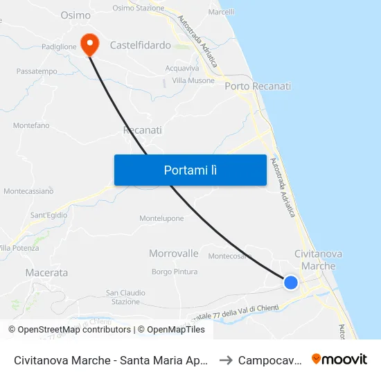 Civitanova Marche - Santa Maria Apparent to Campocavallo map