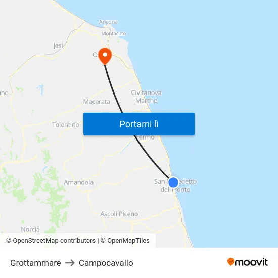 Grottammare to Campocavallo map