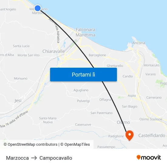 Marzocca to Campocavallo map