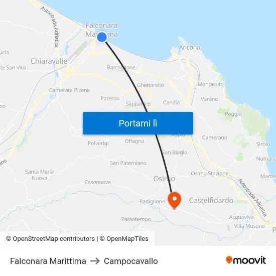 Falconara Marittima to Campocavallo map