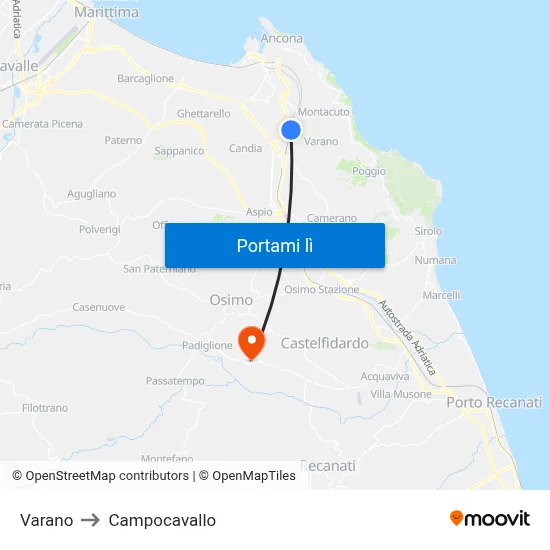 Varano to Campocavallo map