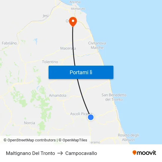 Maltignano Del Tronto to Campocavallo map